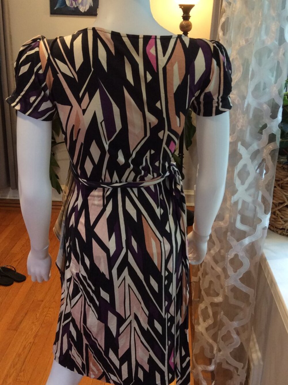 Diane von Furstenberg Abstract Print Wrap Dress Designer Midi Dress - Picture 2 of 3